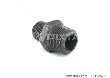 Rugged Metal Double-Ended Pipe Fitting Nipple with Threads and Hex Body for Plumbing Applications 131226735