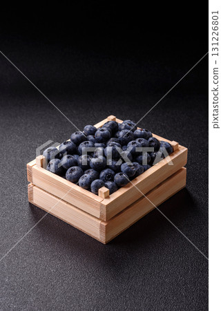 Fresh juicy blueberries, healthy vegan food with vitamins and minerals. Blueberries berry 131226801