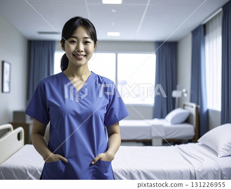 養老院裡微笑的女工作人員 131226955