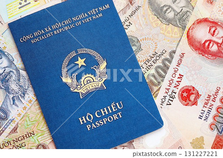 Vietnamese dong currency money bills and passport. The concept of travel and vacation 131227221