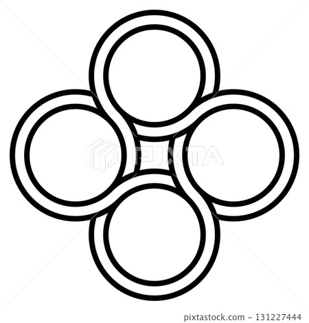 Geometric circle flower Five circle geometry, symmetrical flower layout 131227444