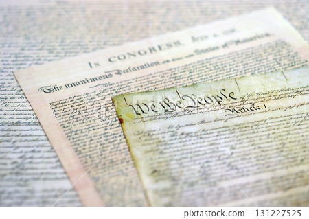 Close up of Constitution of the United States of America with the Declaration of Independence Close up of Constitution of the United States of America with the Declaration of Independence 131227525