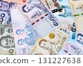 Thai baht currency money. The current banknotes lies on table in big amount 131227638