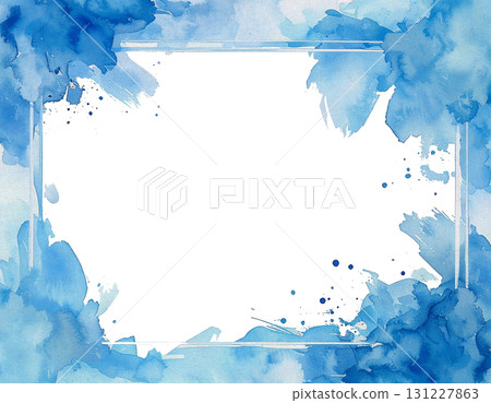 天藍色油漆框透明背景03 131227863