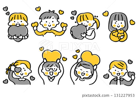 Illustration set of children holding hearts ② Illustration set of children holding hearts ② 131227953