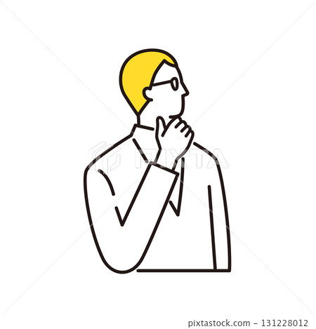 Thinking business person, man wearing glasses 131228012