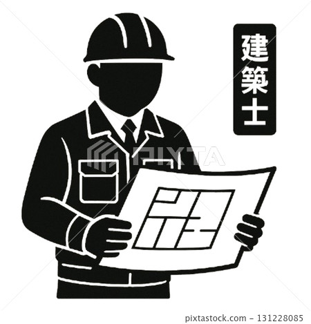 建築師(現場、施工管理)的象形圖風格插圖 建築師(現場、施工管理)的象形圖風格插圖 131228085
