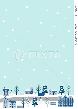 冬季賀卡，白天，垂直，雪，冬季，城市景觀，可愛，簡單，背景，插圖，明信片 131228248