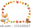 Autumn leaves and cute fox and squirrel frame illustration 131228327