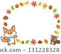 Autumn leaves and cute fox and squirrel frame illustration 131228328