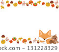 Simple frame illustration of autumn leaves, foxes and squirrels 131228329