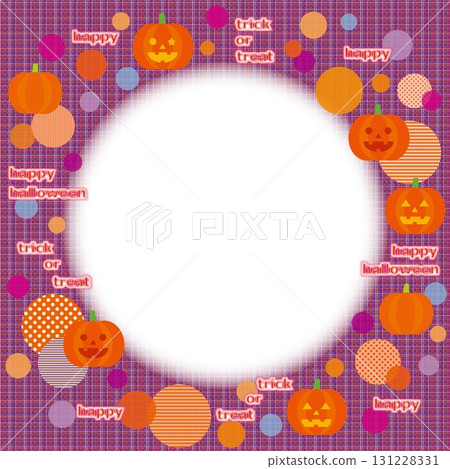 Halloween frame, white space, jack-o'-lantern, pumpkin, checkered pattern 131228331