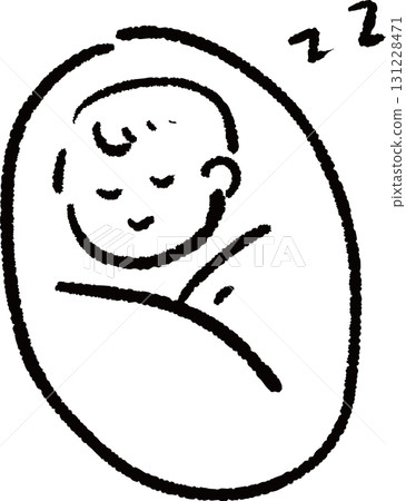 熟睡的嬰兒的插圖 131228471