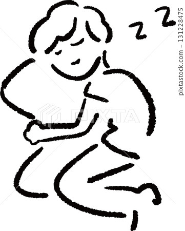一個人用枕頭睡覺的插圖 一個人用枕頭睡覺的插圖 131228475