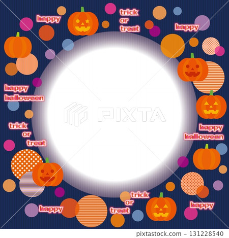 Halloween Frame White Space Jack O'Lantern Pumpkin Stripes 131228540