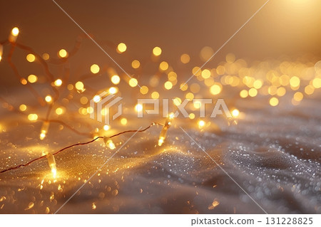 Warm Christmas Lights On Snow Surface 131228825