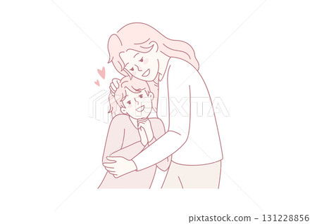 Happy mother hugging small daughter Happy mother hugging small daughter 131228856