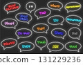 Colorful Neon Speech Bubble Set with English Dialogue 131229236