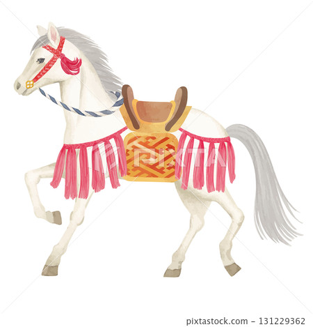 Watercolor hand-drawn Japanese-style horse illustration Watercolor hand-drawn Japanese-style horse illustration 131229362