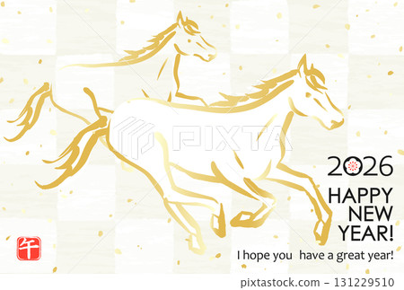 2026日本新年材料：馬的格子圖案 131229510