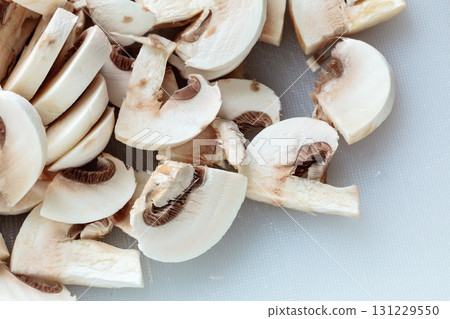 Food. Fresh white mushrooms champigonons Food. Fresh white mushrooms champigonons 131229550