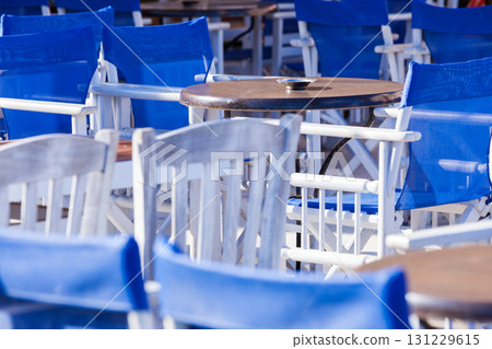 Open cafe outdoor restaurant in Greece 131229615