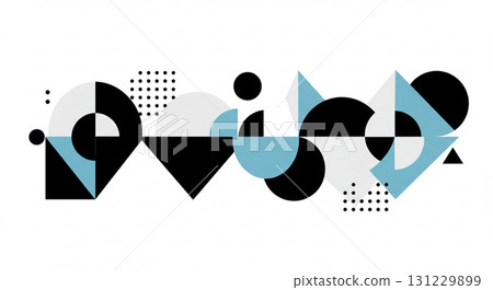 A modern geometric composition in blue A modern geometric composition in blue 131229899