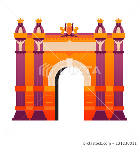 Arc de Triomf in Spain - colorful flat design style object Arc de Triomf in Spain - colorful flat design style object 131230011