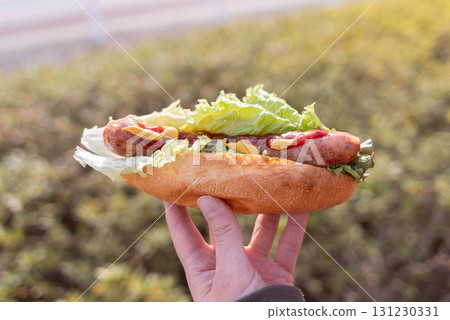 Delicious looking hot dog Delicious looking hot dog 131230331