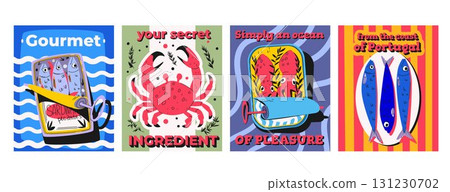 Sardine can retro posters with sea food 131230702