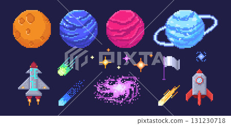 Retro pixel planet set 131230718