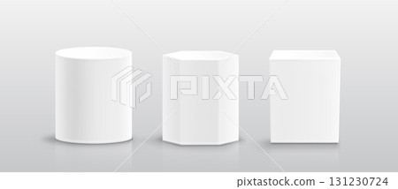 White displays with podium and stage elements 131230724