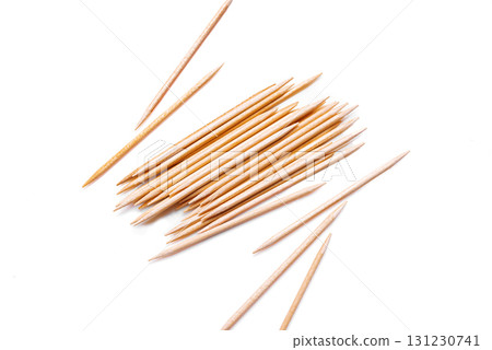 Wooden toothpicks isolated on white Wooden toothpicks isolated on white 131230741