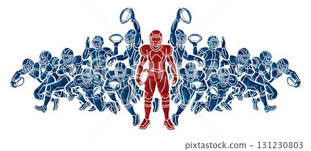 American Football Players Mix Action Sport Graphic Vector 131230803