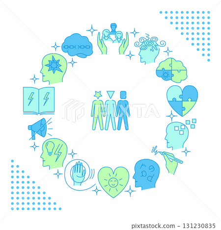 Neuro difference round poster in colored line style Neuro difference round poster in colored line style 131230835