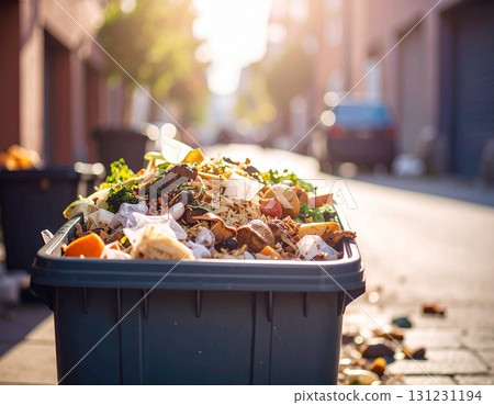 Garbage thrown in the trash 131231194