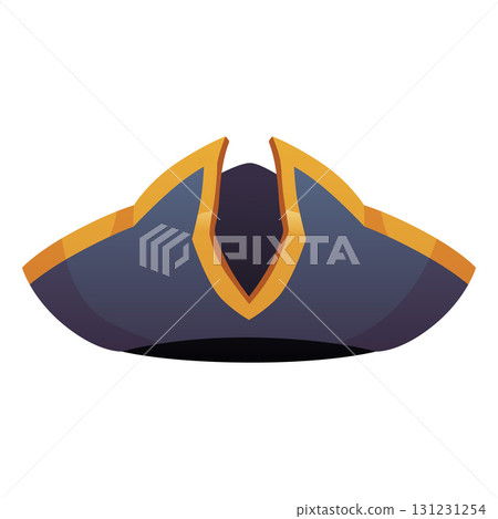 Pirate hat flat vector icon, blue captain's cocked hat, element of clothing for pirates and sailors, masquerade costume 131231254