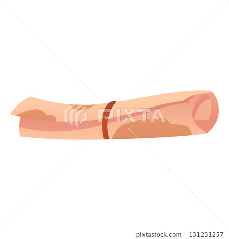 Ancient paper scroll vector flat icon, old parchment rolled with rope, antique manuscript or papyrus document Ancient paper scroll vector flat icon, old parchment rolled with rope, antique manuscript or papyrus document 131231257