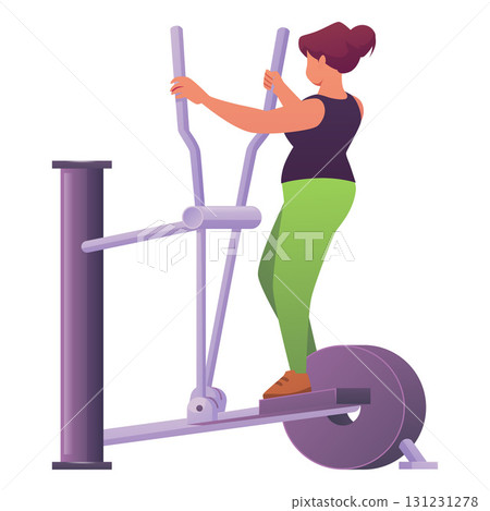 Woman doing stationary exercise workout, cardio training on sport equipment, vector athlete girl, street or gym workout Woman doing stationary exercise workout, cardio training on sport equipment, vector athlete girl, street or gym workout 131231278
