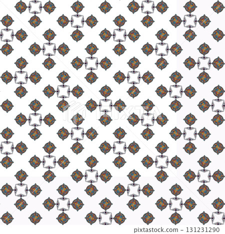 A repeating composition with alternating geometric patterns. Repeating pattern with alternating geometric designs on a white background. 131231290