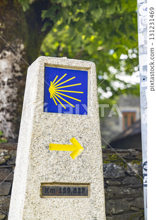 Pedrafita do Cebreiro on route to Santiago de Compostela, Lugo province, Galicia, Spain 131231469