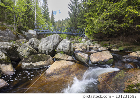 Spring landscape near Karlovsky most, Czech and Poland border, Jizerky mountains, Czech Republic 131231582