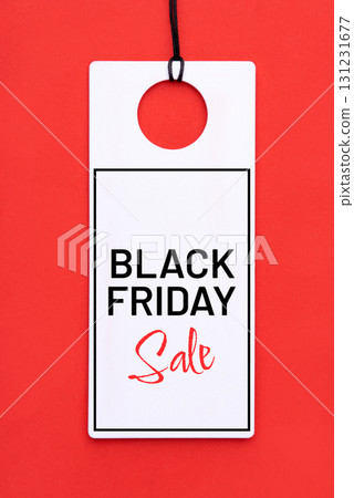 Black Friday Sale tag on red background 131231677