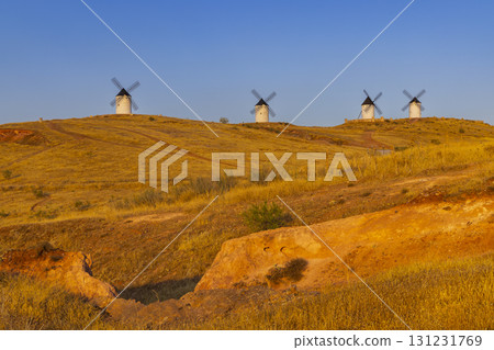 Windmills near Alcazar de San Juan, Toledo, Castilla La Mancha, Spain 131231769