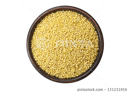 millet cereal in a plate on a white background 131231958