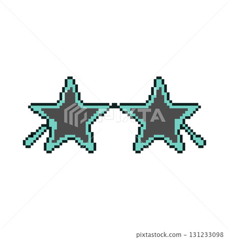 8 bit sunglasses icon. Pixel art object. Old school vintage game graphics. 131233098