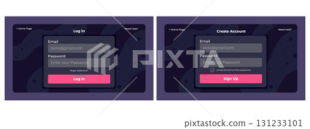 Register and login page layout. Sign in and sign up form with minimalistic style. User authentication design for website. Register and login page layout. Sign in and sign up form with minimalistic style. User authentication design for website. 131233101