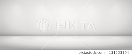 Limbo gray background with light shadow. Abstract studio gradient bg. Modern banner with empty space for advertising text. Vector illustration. 131233104