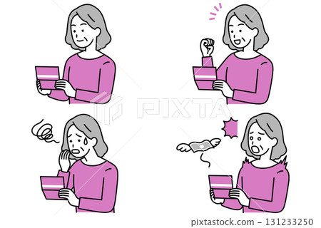 Elderly woman looking at bankbook set 131233250