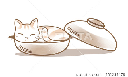 Cat pot illustration 131233478